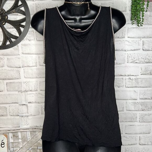 Crosby Black Studded Trim Soft Tank Top Shirt Size Medium Large - Picture 3 of 6